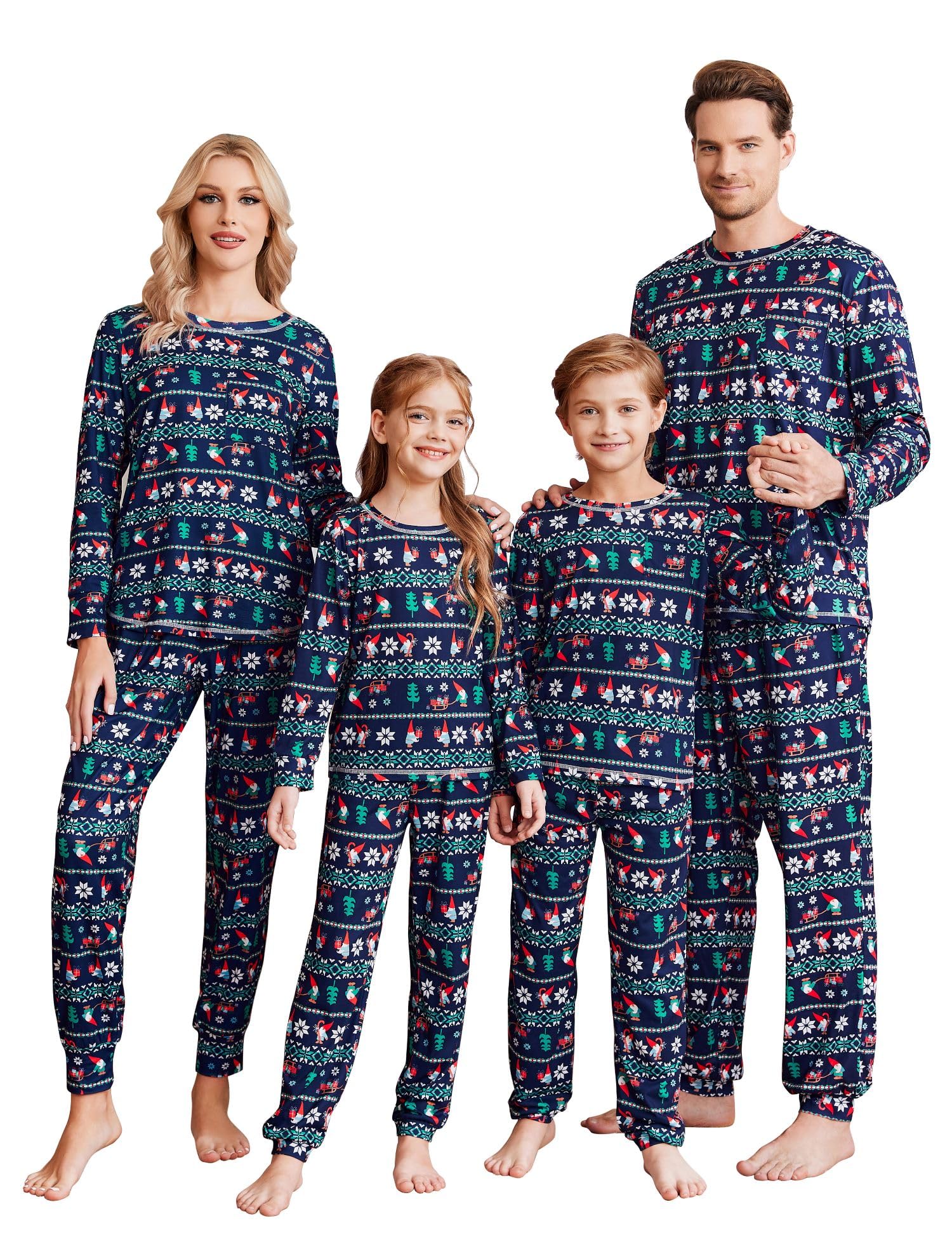 Ekouaer Pigiama Natalizio per la Famiglia Pigiama Lungo da Notte Pigiama per Il Tempo Libero Pigiama Invernale da Notte Camicia da Notte Famiglia Pigiama Outfit