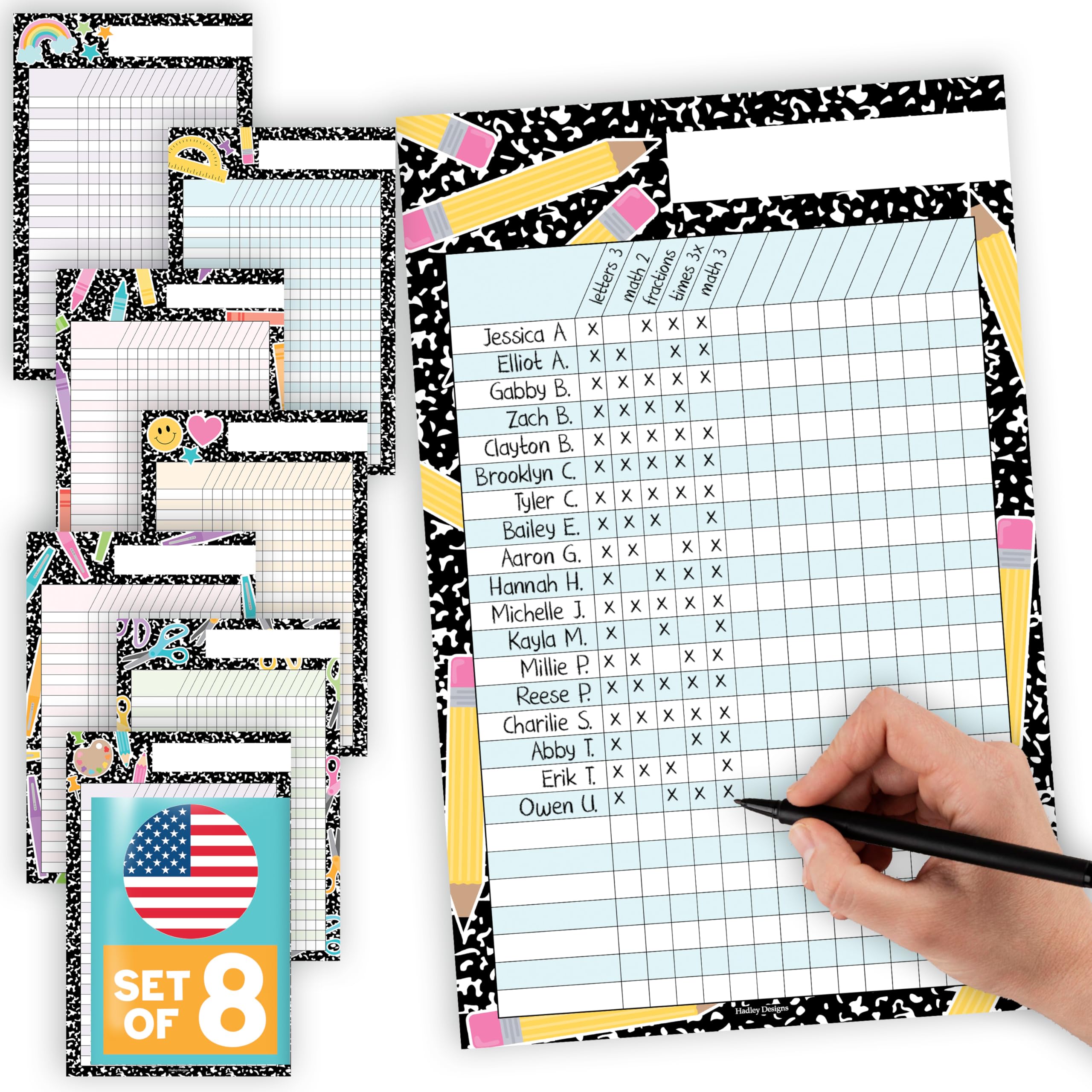 Attendance Chart for Classroom Management - 8 Incentive Chart for Classroom Essentials, 11x17 Student Behavior Charts and Homework Tracker, Teachers