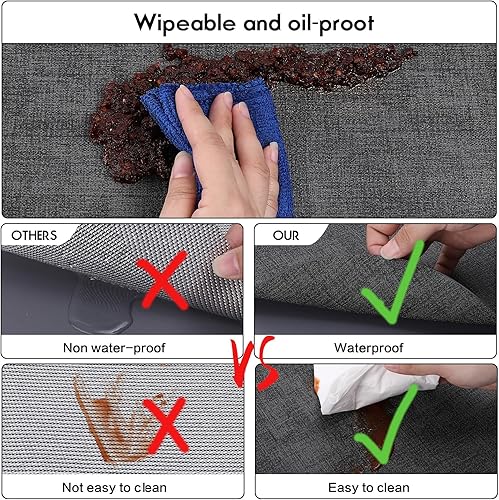 Miniatura 6 de Juego de 6 manteles individuales para interiores y exteriores, de cuero, lavables, para comedor, cocina, niños, color azul oscuro