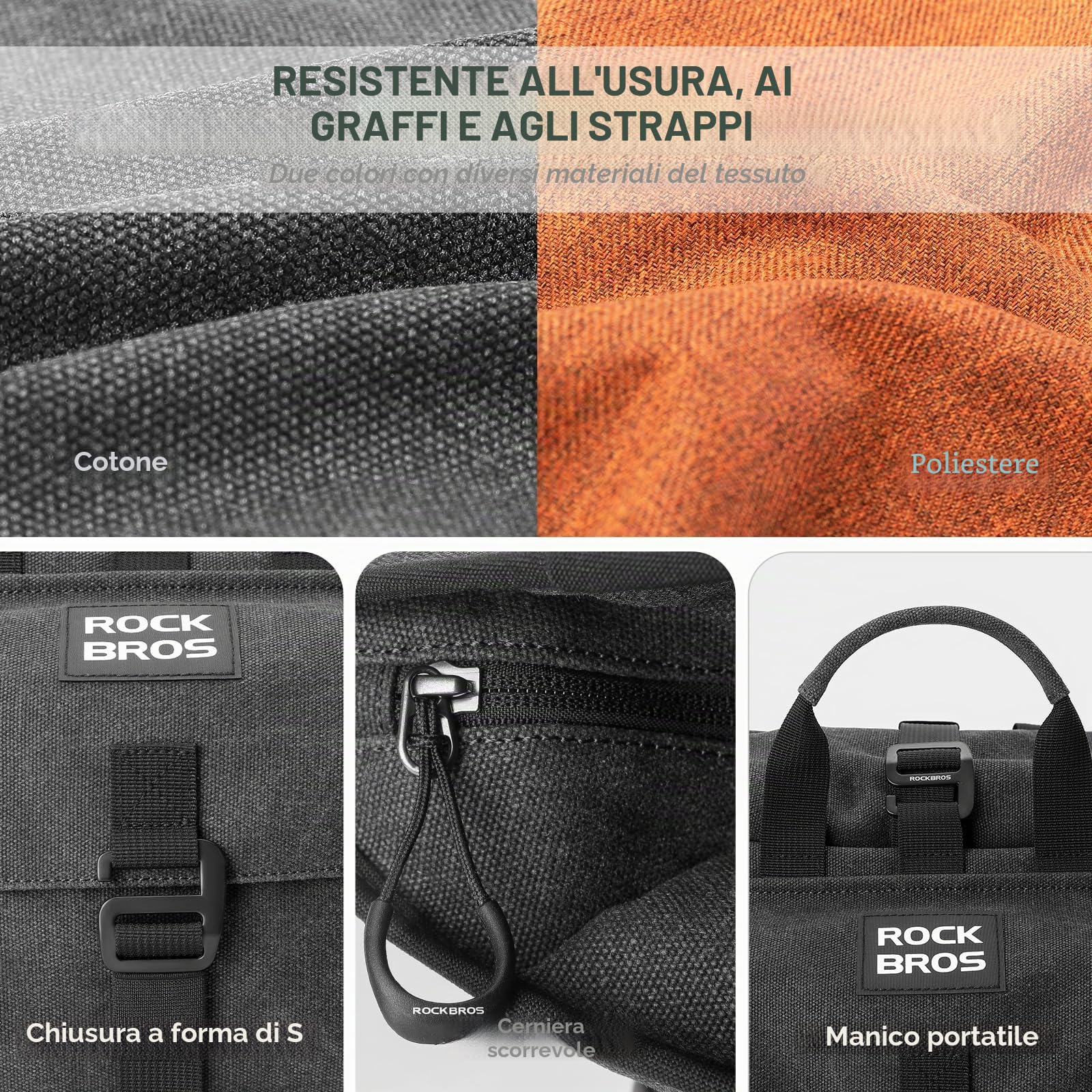 ROCKBROS Borsa Manubrio Bici Brompton, Zaino con Apertura a Roll-top per Il Pendolarismo Quotidiano, Borsello Anteriore della Bicicletta Brompton per Trekking, Viaggiare, Ciclismo