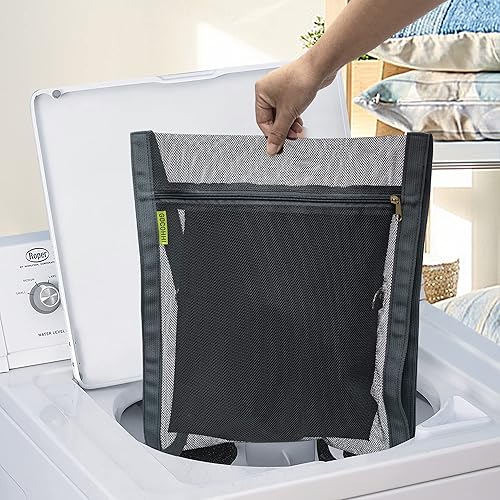 Miniatura 7 de Bolsa seca para zapatos, 3 unidades, 16 x 16 pulgadas, bolsa de red para secadores de puertas redondas, bolsas grandes de malla HoneyComber con