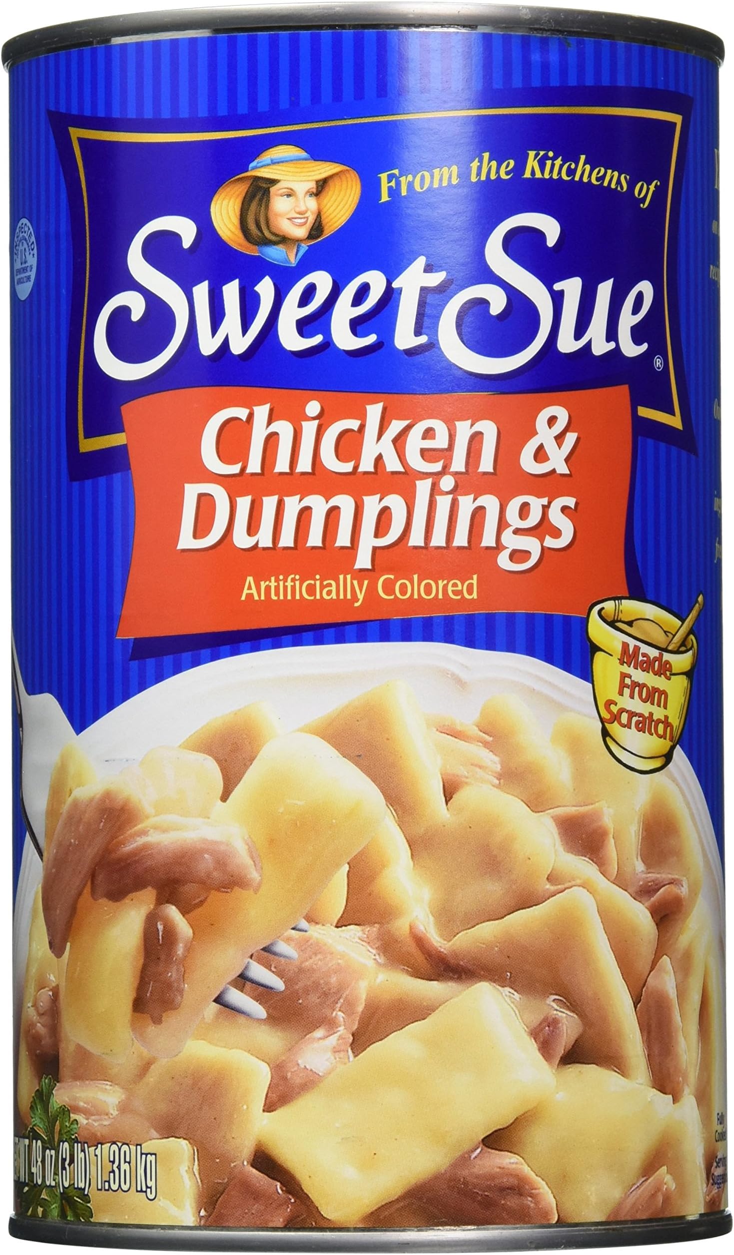 SWEET SUE Chicken and Dumplings, 48 Ounce Cans (Pack of 6), Canned Food