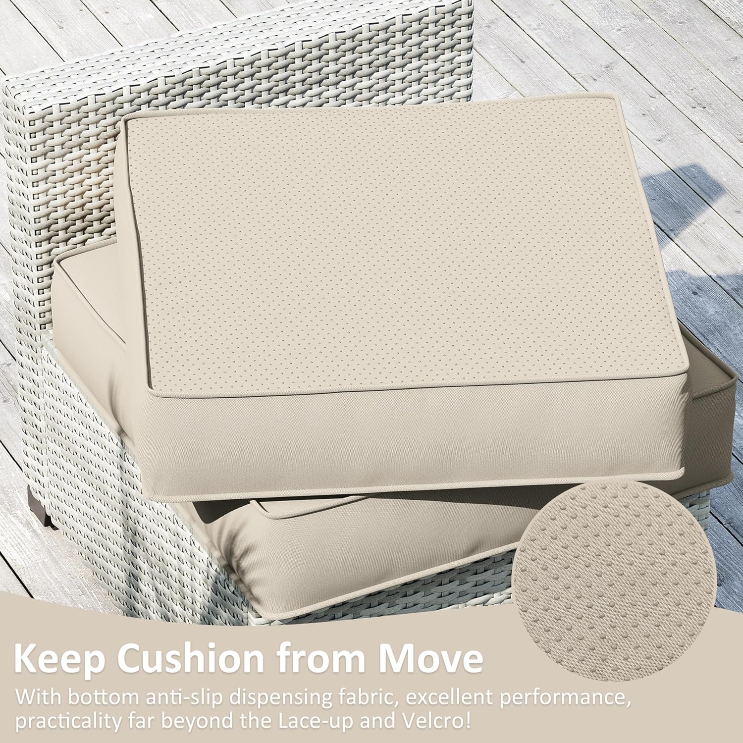 9 Pack Patio Cushion Covers Outdoor Furniture Cushion Slipcovers Replacement Waterproof with Zipper for 5 Pcs Patio Furniture Set, Covers Only, Cream