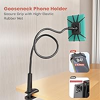 Vista 3 de Soporte para Kindle de cuello de cisne para leer en la cama, soporte de teléfono celular ajustable de 360° para escritorio, abrazadera flexible