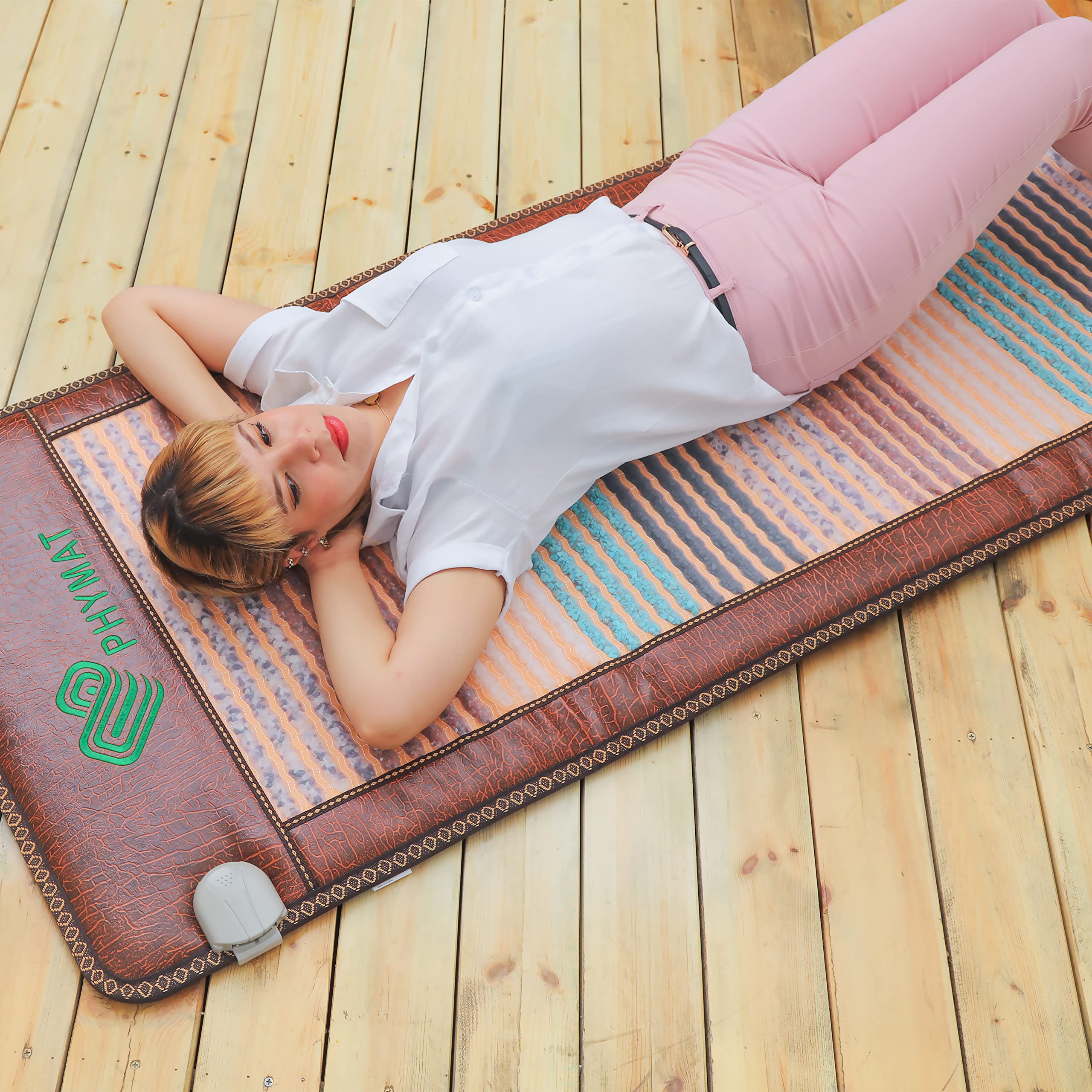 PHYMAT 5-Colour Far Infrared Heating Pad, Natürlichen Kristall Amethyst Infrarot-Heizmatte Ferninfrarot Heizkissen, große 170x70cm Ganzkörper-Biokristall-Heizmatte, Infrarot Matte mit Smart Control