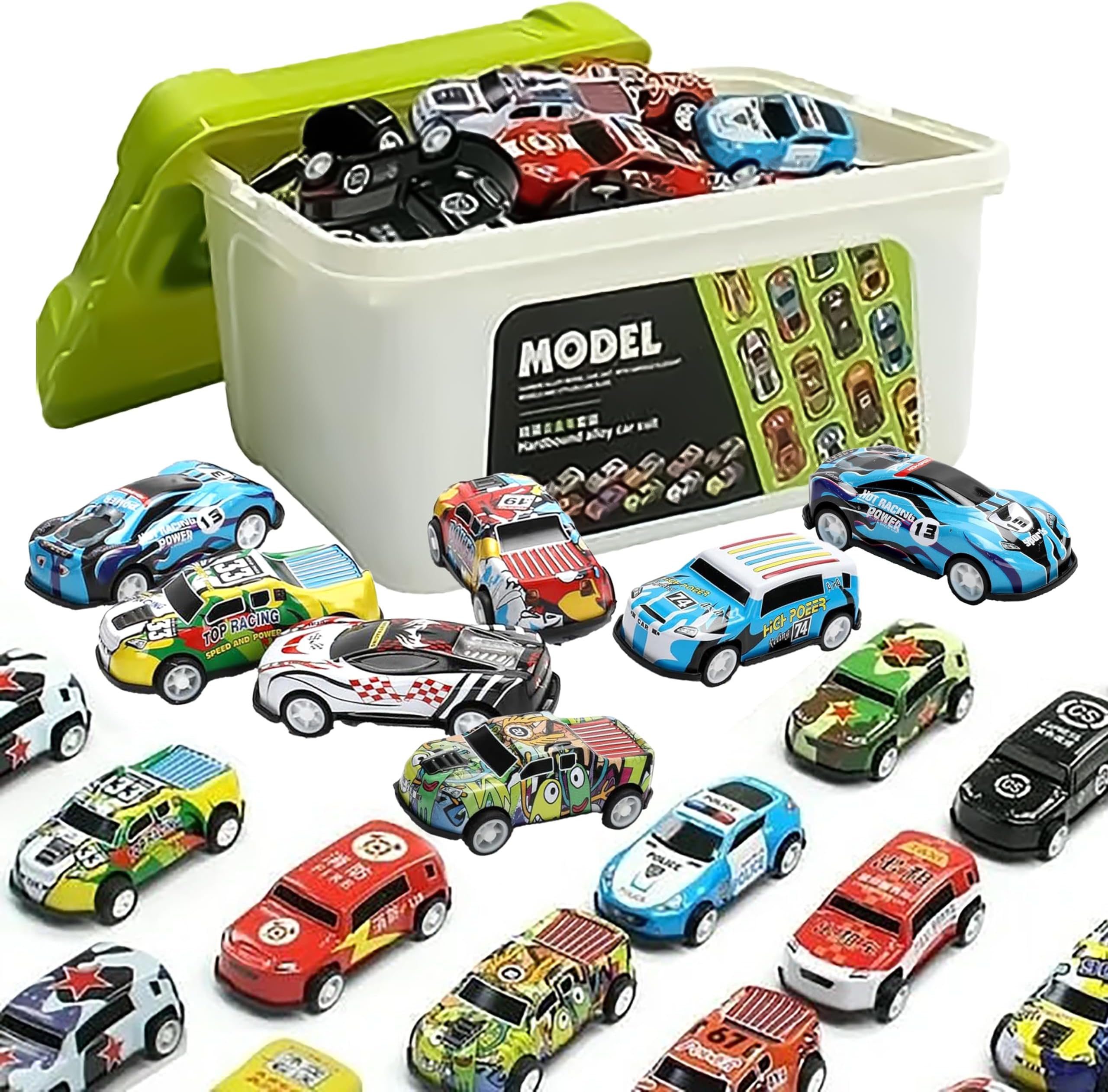 Bambibo Pull Back Die Cast Metal Toy Cars - Pack of 30 Mini Alloy Sports Cars for Kids 3-5 | Random Color Small Cars for Boys