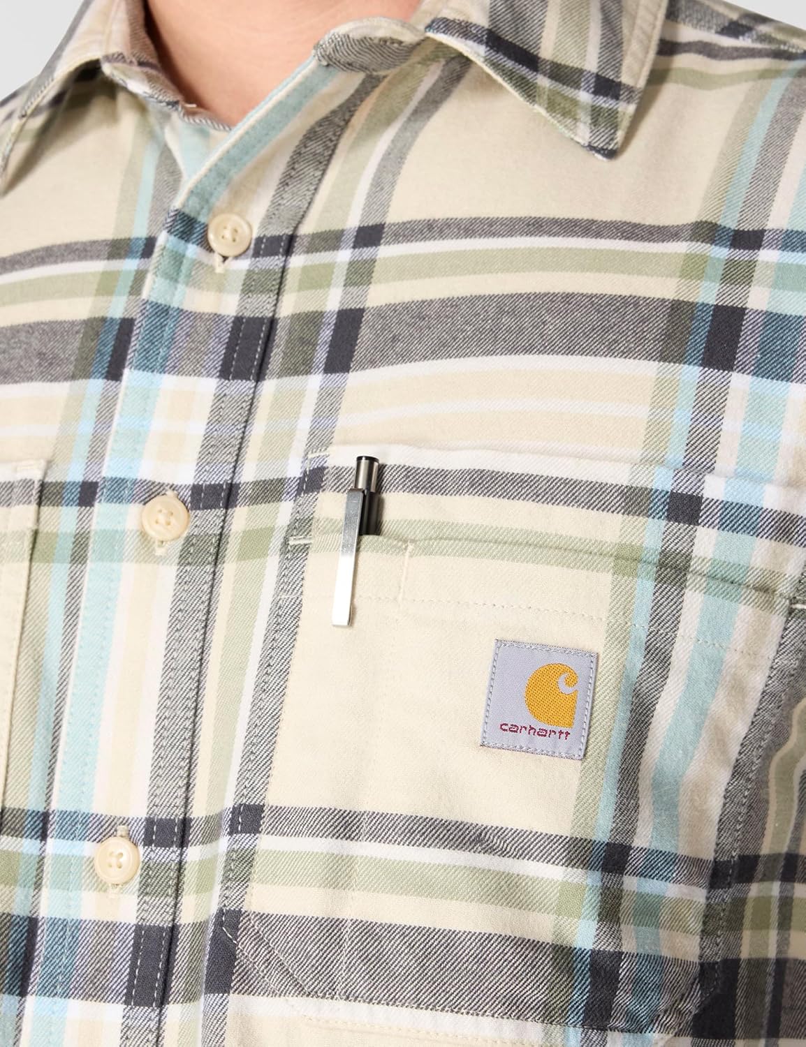 Carhartt Mens Rugged Flex Relaxed Fit Midweight Flannel Long-Sleeve Plaid Shirt - Image 5