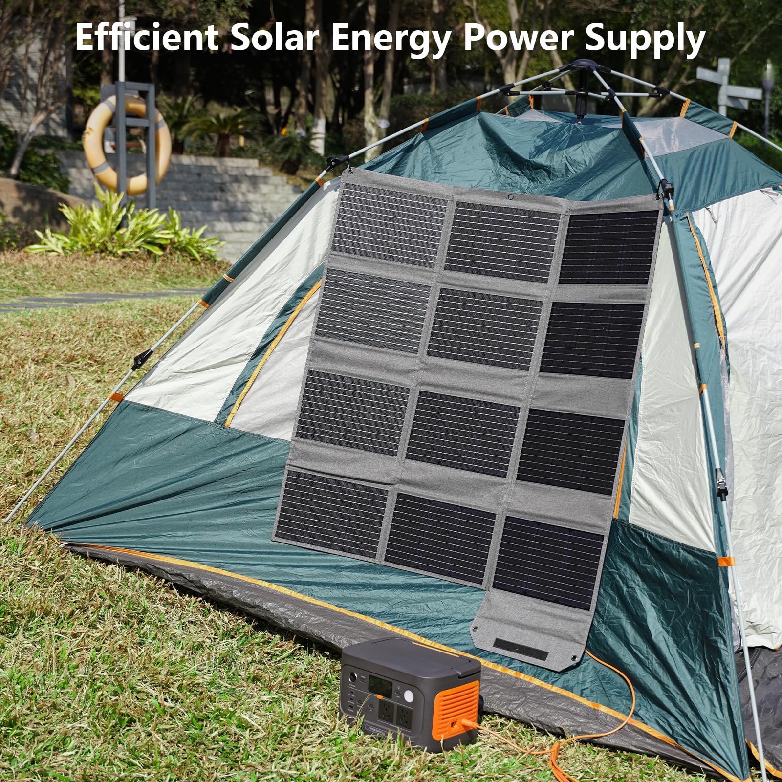 Przenośny panel słoneczny 120 W, składana ładowarka solarna 19 V z wyjściem USB C, USB A i DC, IP65, wodoszczelna i pyłoszczelna, do przenośnej stacji zasilającej, iPhone'a, iPada