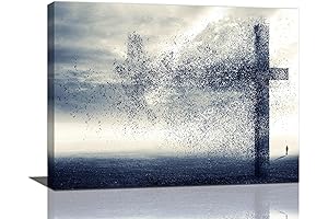Religious Wall Art | Christian Cross Dove Canvas Painting Faith Decor A Large
