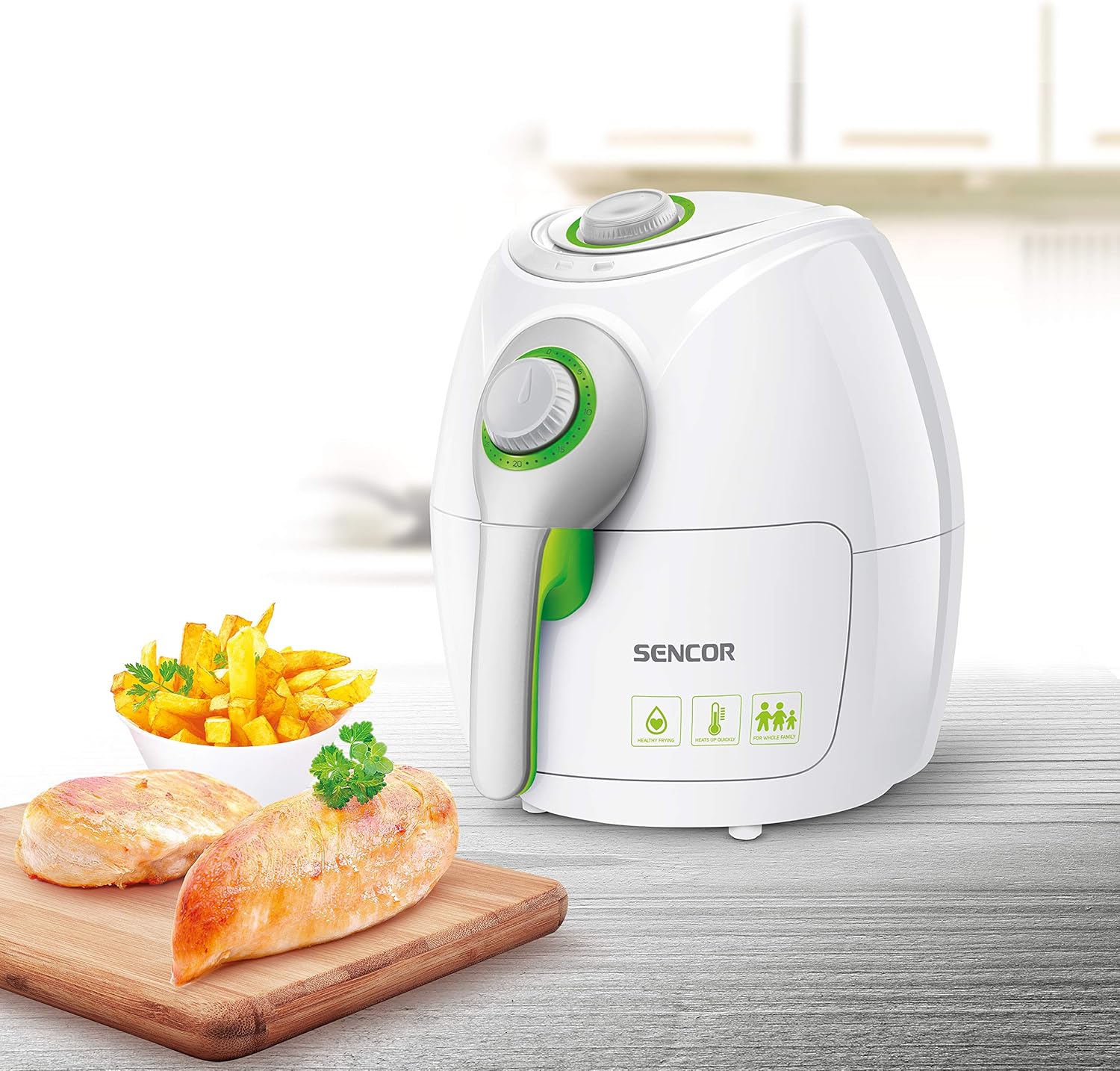 SENCOR SFR 3220WH FRIGGITRICE AD Aria Calda, 1500 W, 2.6 Litri, Green, White SENCOR SFR 3220WH FRIGGITRICE AD Aria Calda, 1500 W, 2.6 Litri, Green, White