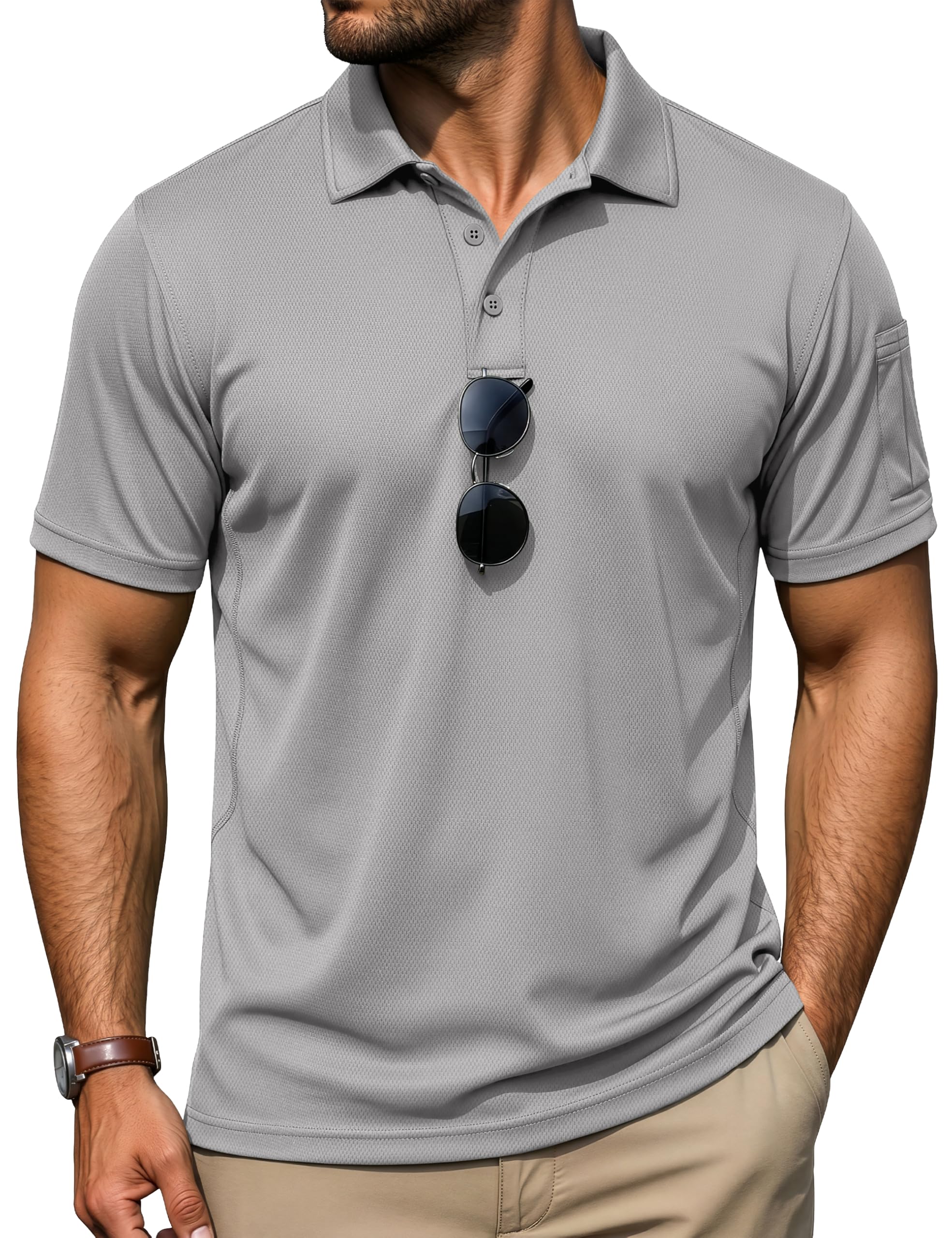 TACVASEN Poloshirt Herren Kurzarm Golf Polo Shirts Funktionsshirt Sommer Polohemd Atmungsaktive Sport Tshirts