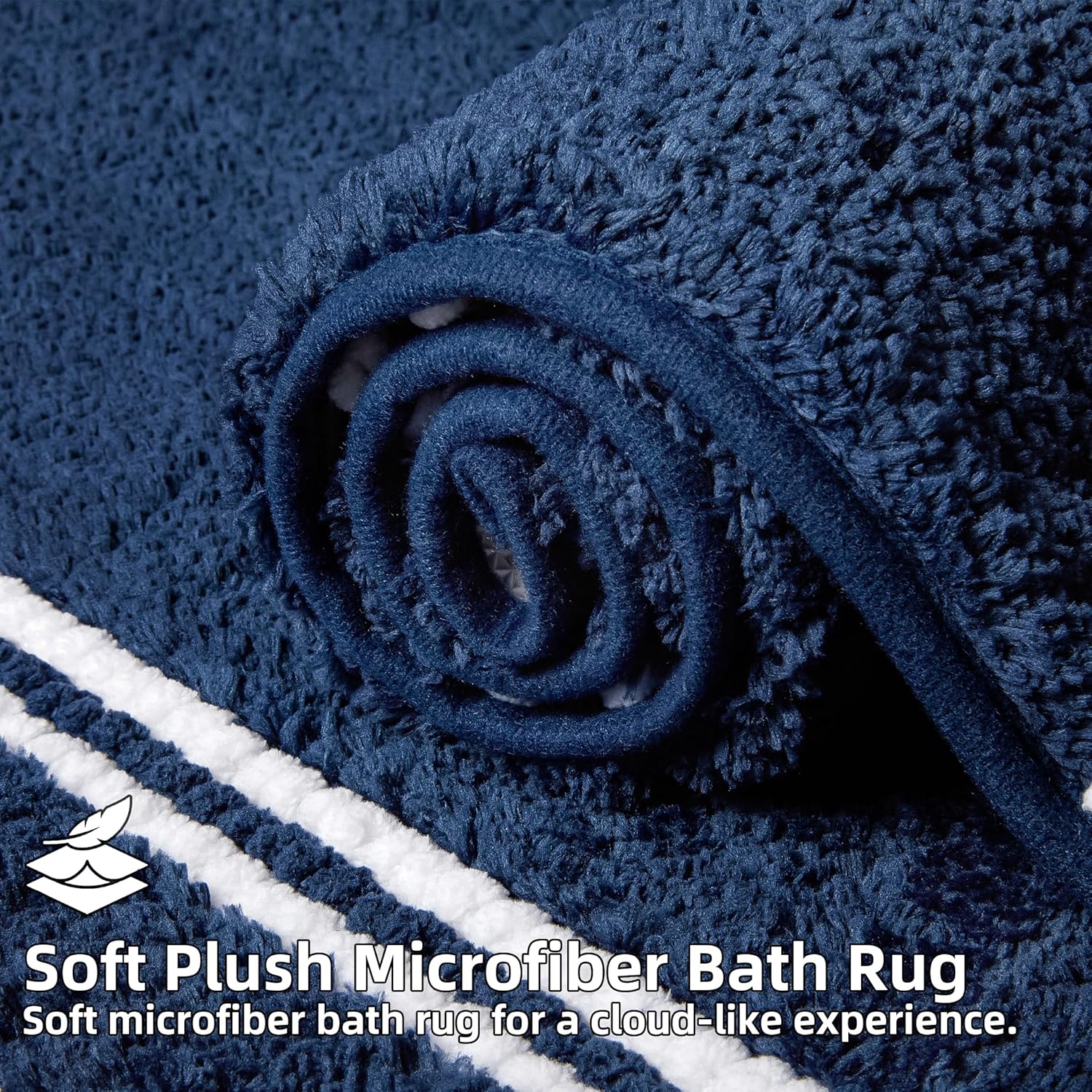 Arenarug Bathroom Rugs 24x36 Extra Soft Absorbent Bath Mat Chenille Non Slip Shower Mat Rubber Backing Machine Washable Bath Mats for Bathroom Shaggy Blue Bath Rugs for Tub, Hallway