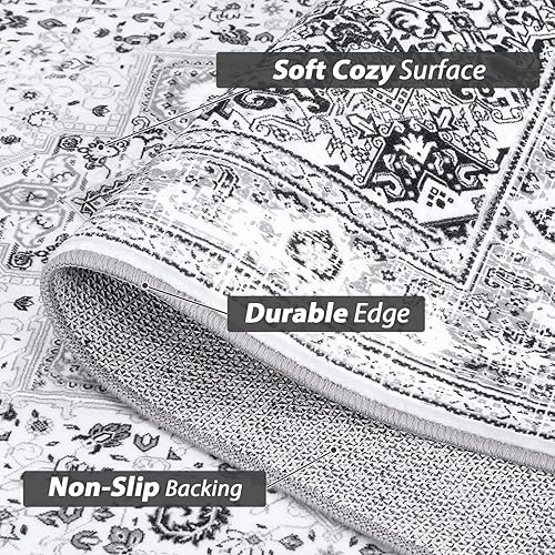 Miniatura 3 de Fashionwu Alfombra lavable a máquina de 2 x 6 pies, antideslizante, de perfil bajo, con parte trasera de goma, para interiores, decoración del