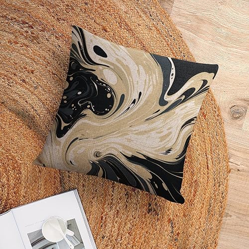 Miniatura 6 de MaSiledy Fundas de almohada decorativas geométricas abstractas de arte moderno, fundas de almohada retro con patrón abstracto de remolinos líquidos,