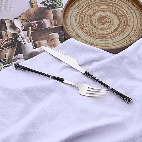 Miniatura 3 de Juego de cubiertos de 24 piezas para 6, cubiertos de acero inoxidable para el hogar, restaurante, hotel, juego de utensilios de cocina con mango de