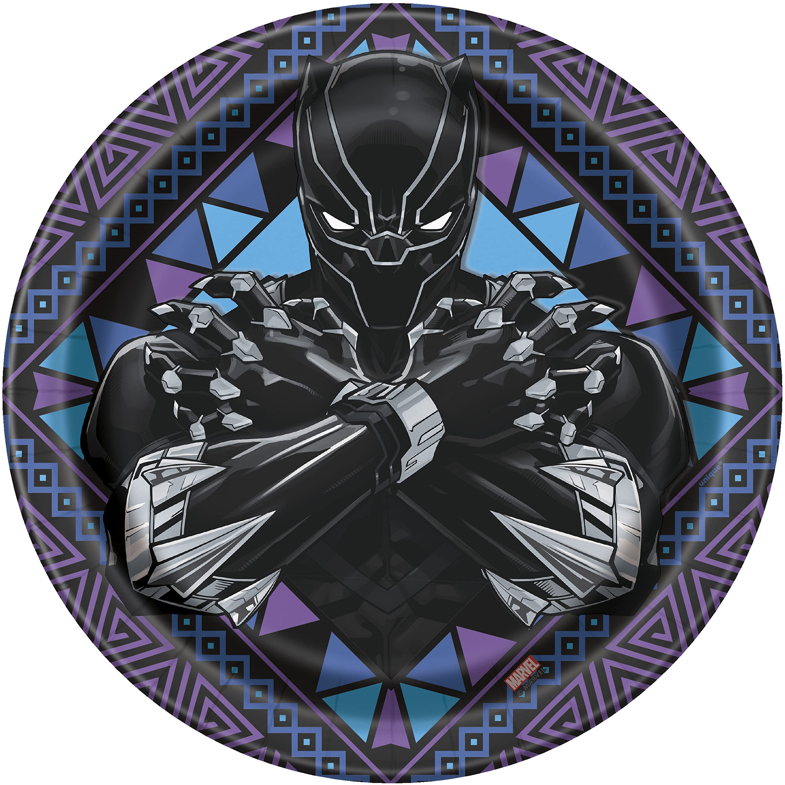 Unique Black Panther Round Paper Dinner Plates - 9" (Pack of 8) - Dynamic Superhero Design, Ideal for Superhero-Themed Parties and Celebrations