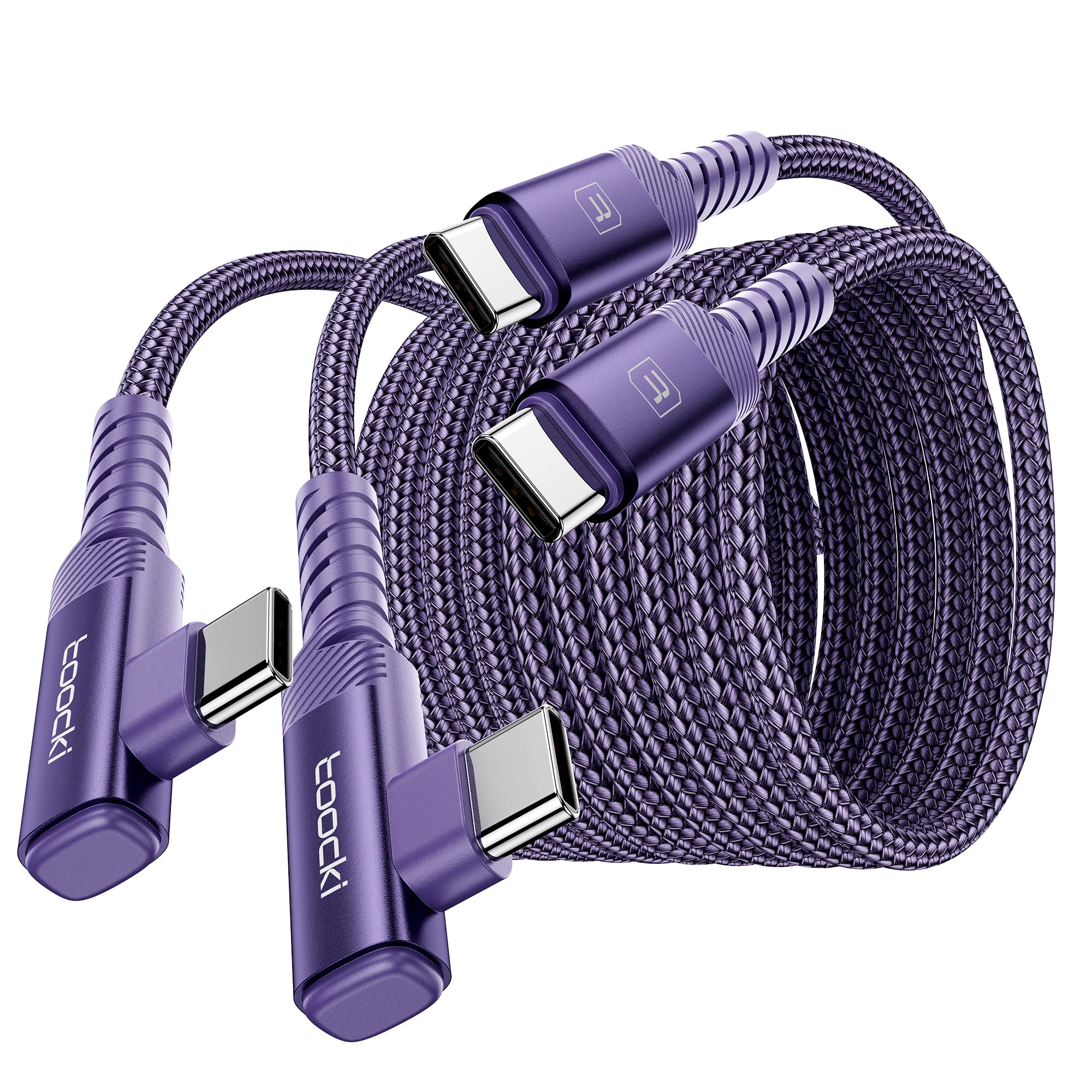 Cavo di ricarica da USB C a USB C, 60 W, cavo di ricarica ad angolo retto da USB C a USBC per iPhone15 Pro Max/Plus/MacBook Air/Samsung S23 Ultra /S22 Note 20 (viola, 3 m + 3 m)