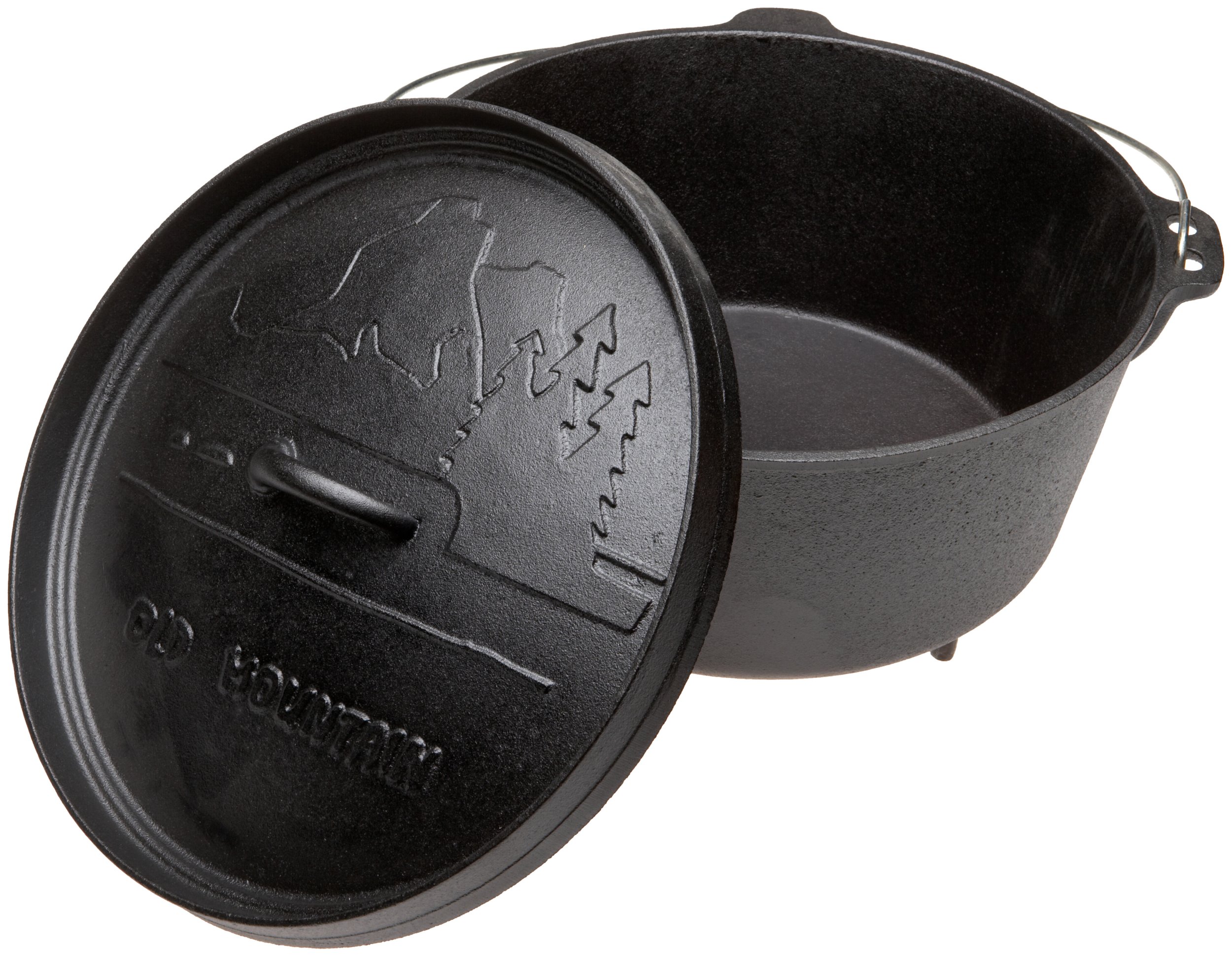 Old Mountain Pre Seasoned 8 Quart Camp Oven with Flanged Lid, Feet and Spiral Bail Handle