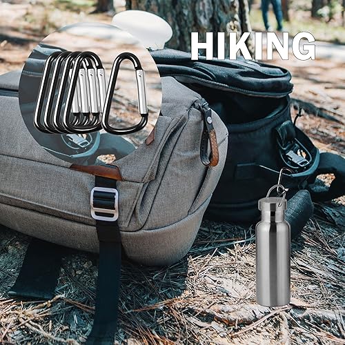 Miniatura 5 de uxcell 5 clips de mosquetón para llavero, gancho de resorte de aluminio, clips en forma de anillo en D para colgar, llavero de bloqueo para puerta