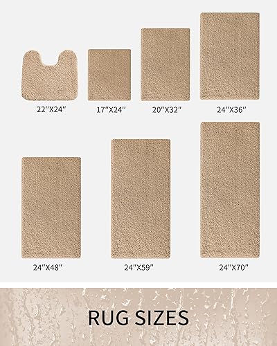 Miniatura 2 de Alfombra de baño beige de 20 x 32 pulgadas, lavable a máquina, para suelo de baño, gruesa, esponjosa, absorbente, alfombra de baño para bañera,