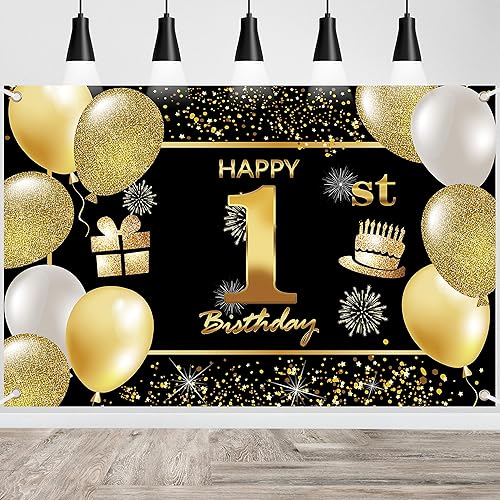 Cartel de 1er feliz cumpleaños - Decoraciones para fiesta de cumpleaños de hombres