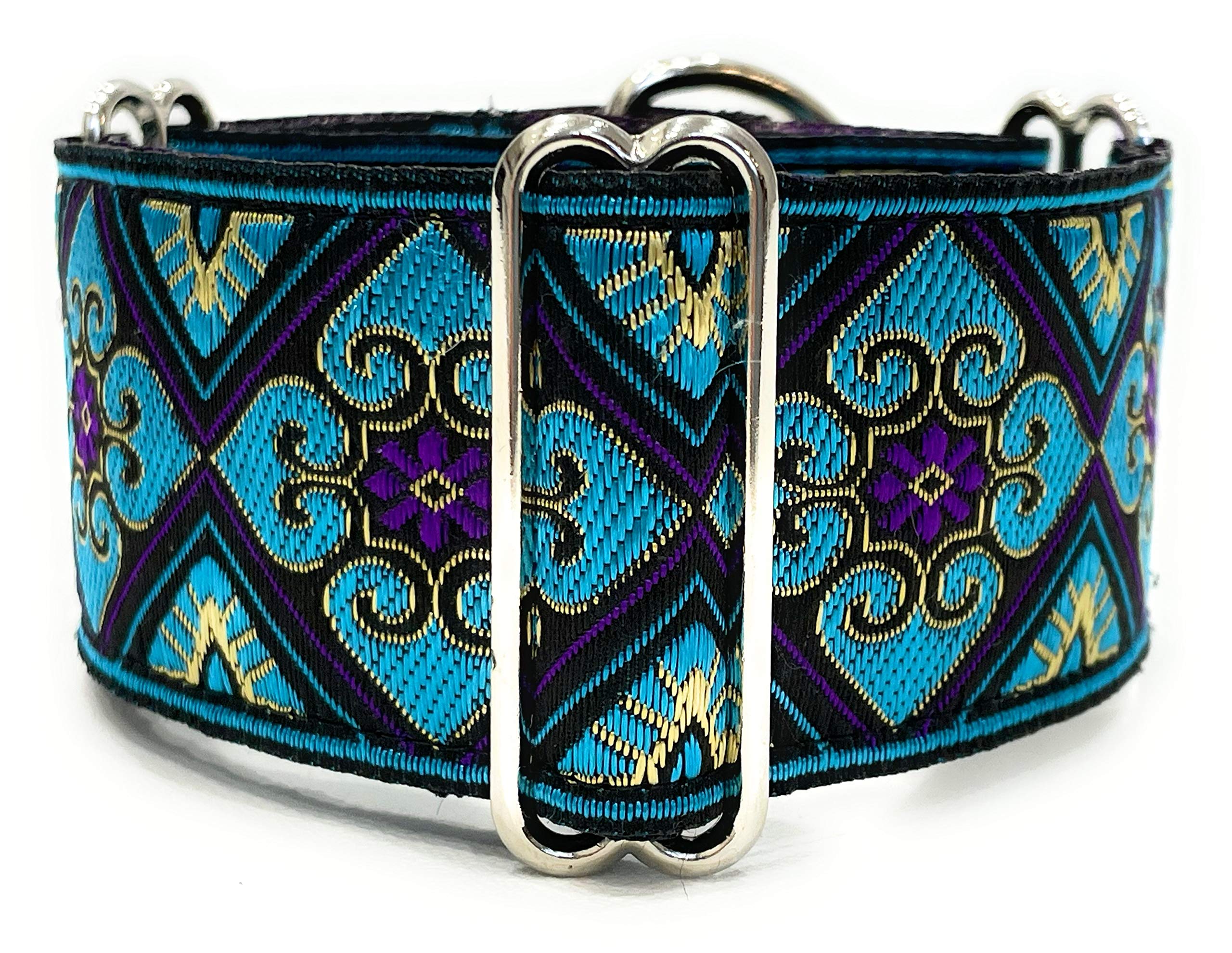 SGang Handmade Martingale Greyhound/Saluki/Whippet Dog Collar 2'' Wide 14"-18"