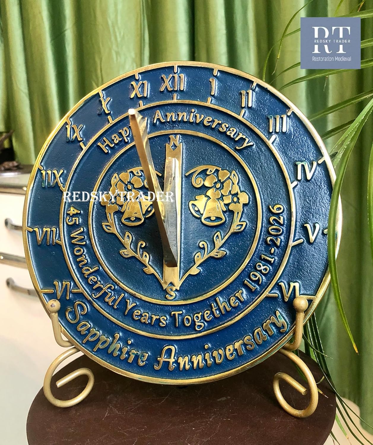 45th Wedding Anniversary Sundial 2026 Memorial Gift for Love Ones 8 inches Home and Garden Decor