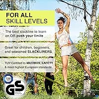 Vista 4 de GIBBON Slacklines Classicline XL con ropa para árboles, rojo, 82 pies (línea de 74 pies + correa de trinquete de 8 pies con lazo reforzado) incl.