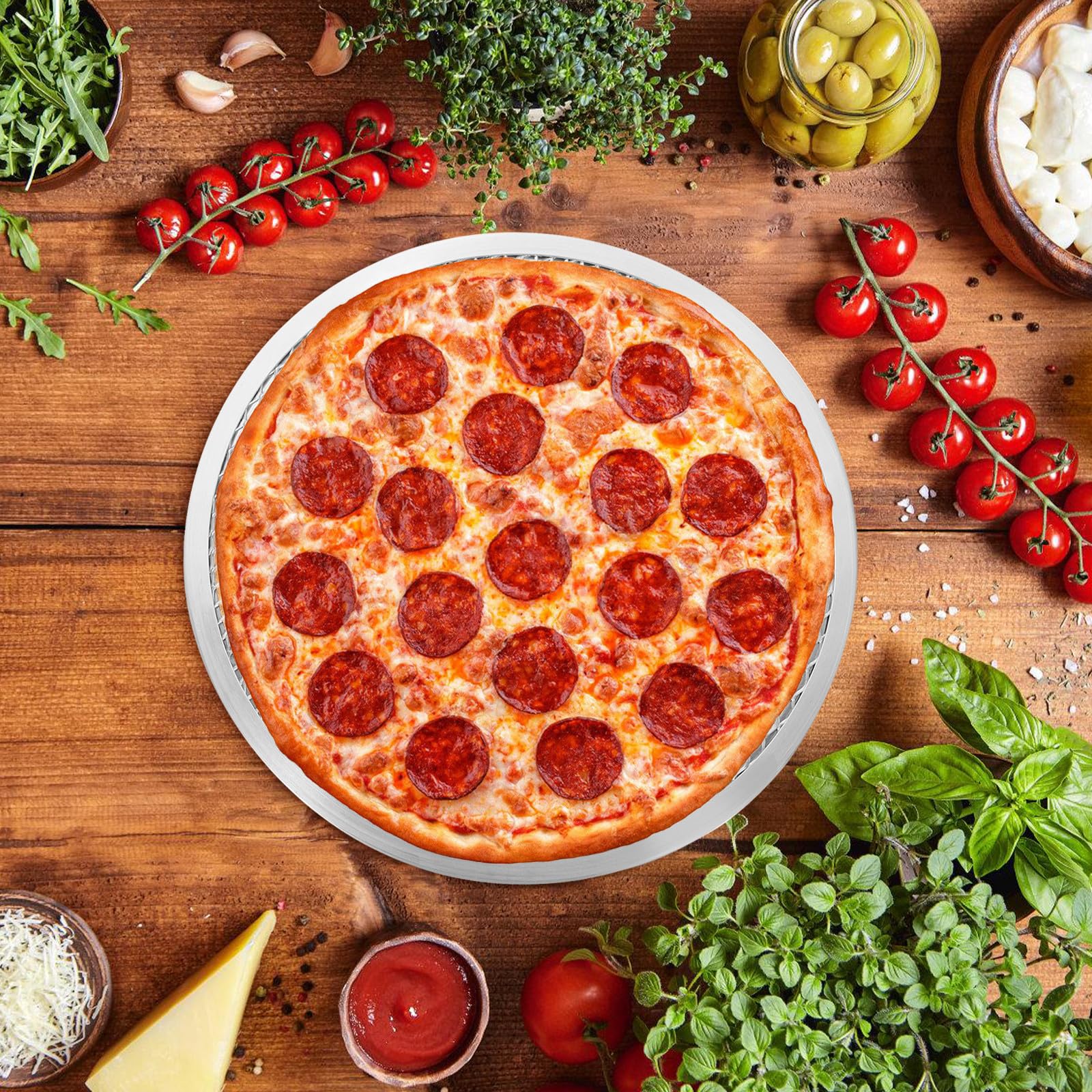 Bandejas para Pizza Resistente y Apto para Horno de Juego de 3 Malla Perforada Tamaños 10, 12 y 14 Pulgadas para Hornear Diario y Diversas Necesidades