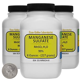 Manganese Sulfate [MnSO4H2O] 99% AR Grade Powder 1.5 Lb in Three Space-Saver Bottles