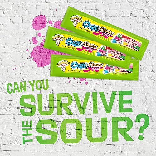 Miniatura 4 de WARHEADS - Sour Ooze Chewz Sticks - Caramelos masticables envueltos individualmente con relleno agrio - Sabores de mango, fresa, manzana verde,