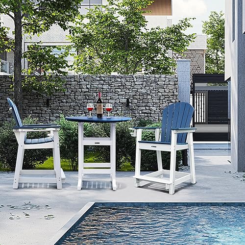 Miniatura 8 de Juego de 5 sillas Adirondack altas de bar para patio, resistentes a la intemperie, HDPE de 35 pulgadas, redondos, taburetes de bar Adirondack, mesa