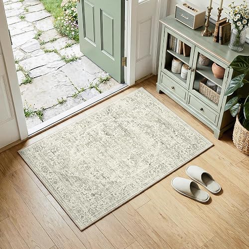 FMFUNCTEX 2x3 Washable Green Oriental Entryway Rug