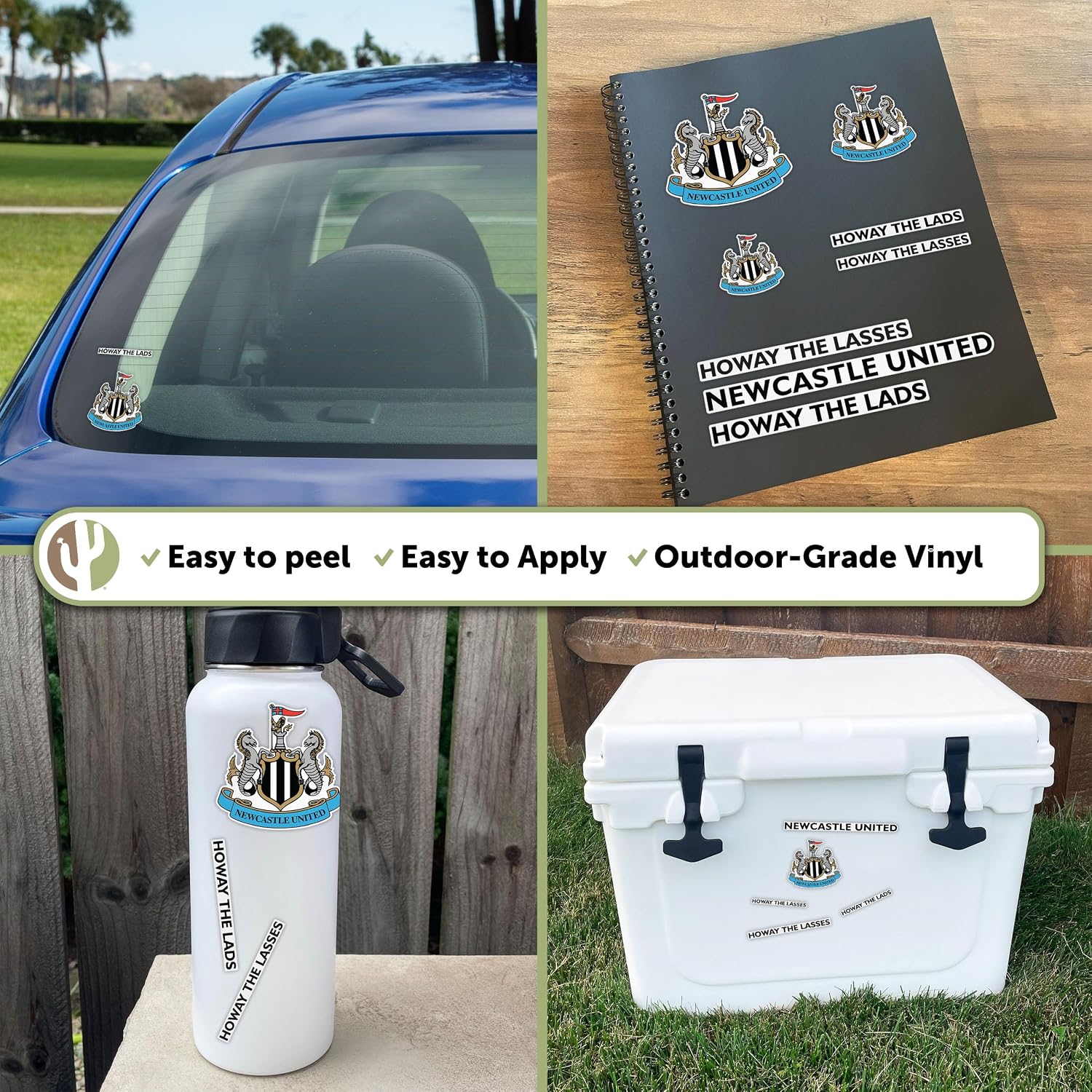 Desert Cactus Newcastle United FC Sticker Decal Vinyl NUFC Magpies English Football Soccer Laptop Water Bottle Car Scrapbook (Type 1-3)