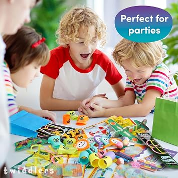 THE TWIDDLERS 60 Premium Assorted Party Bag Fillers for Kids Unisex - Goodie Loot Bag Pinata Fillers, Birthday Party Gift Favours, Classroom Rewards, Game Prizes for Boys & Girls
