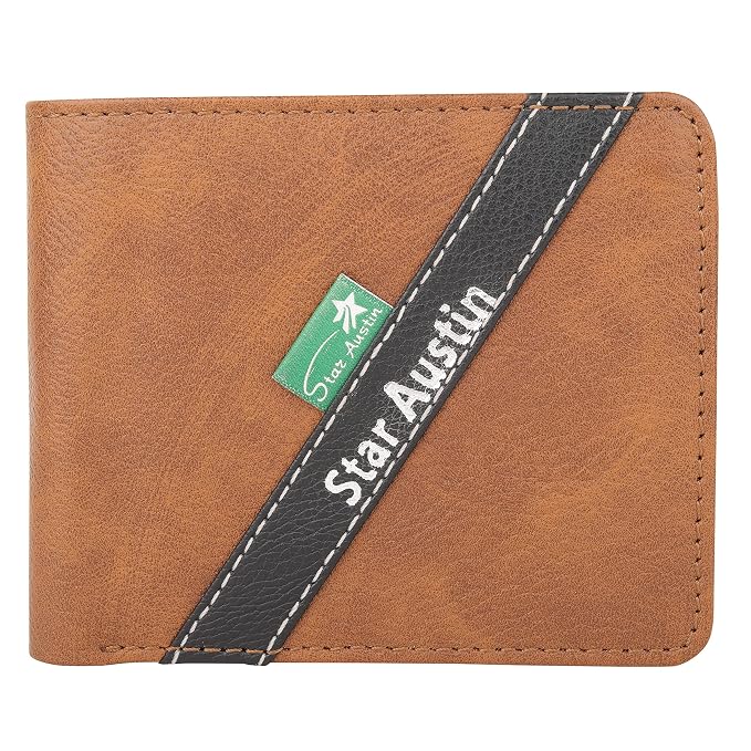 LORENZ Bi-Fold Brown PU Leather Wallet for Men (Star Austin)| WL-72S