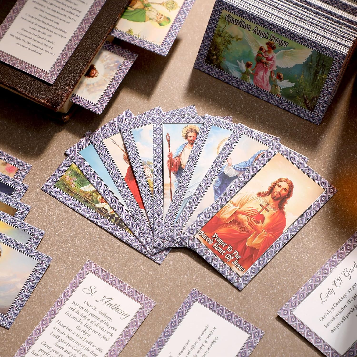 180 Pcs Catholic Mass Prayer Cards Assorted Holy Cards with Catholic Saints and Prayers Gifts for Women St Benedict, St Jude, Saint Christopher, Holy Family, Undoer of Knots, Divine Mercy - Image 4