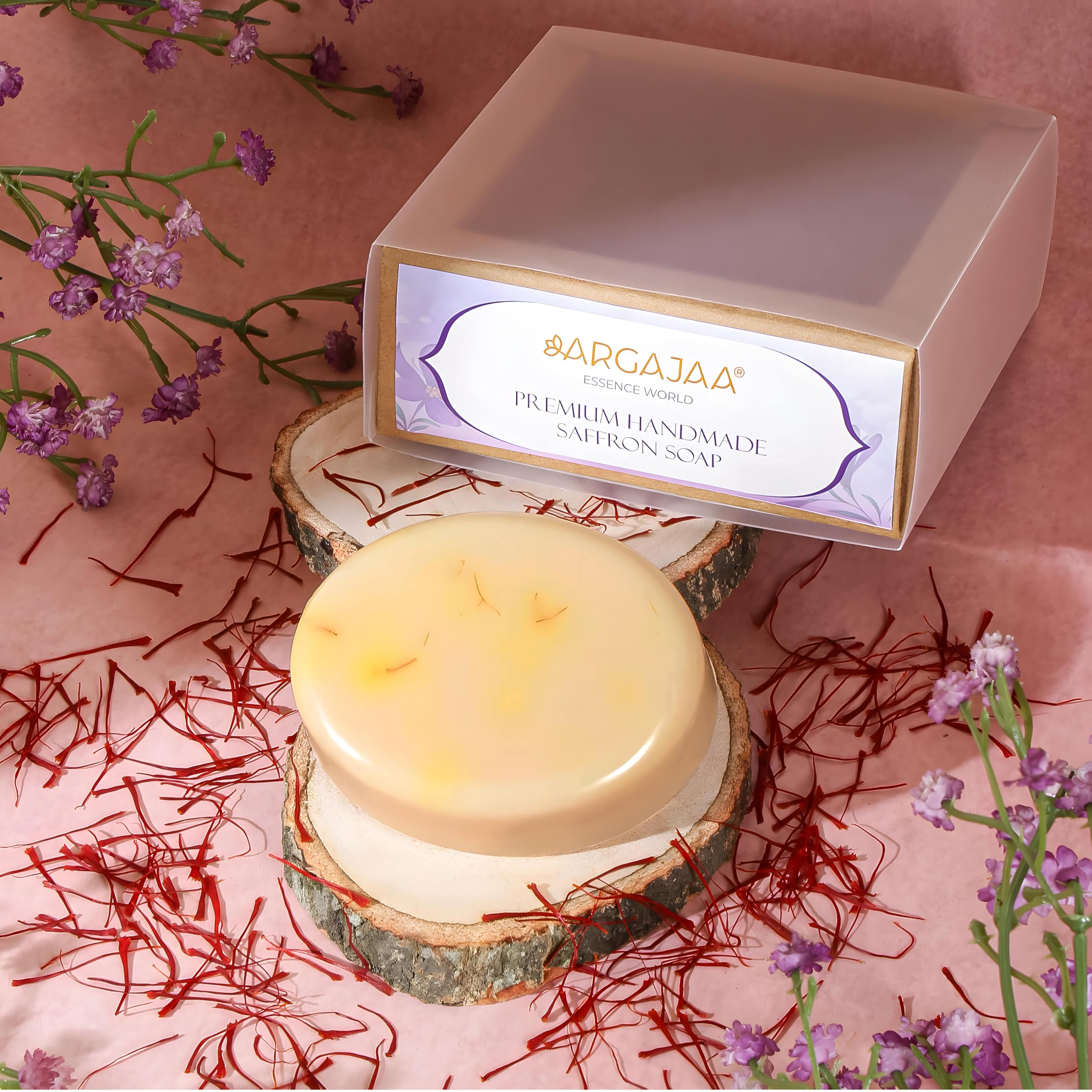 ARGAJAA Essence World Premium Handmade Saffron Soap 100g | Natural Ayurvedic Bathing Bar | Skin Brightening & Glowing Soap | Gentle, Fragrant & Chemical-Free | Suitable for All Skin Types 1