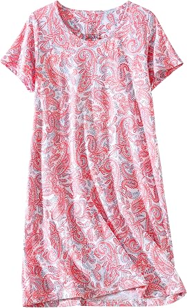 PNAEONG Womens Cotton Nightgown Sleepwear Short Sleeves Shirt Casual Print Sleepdress