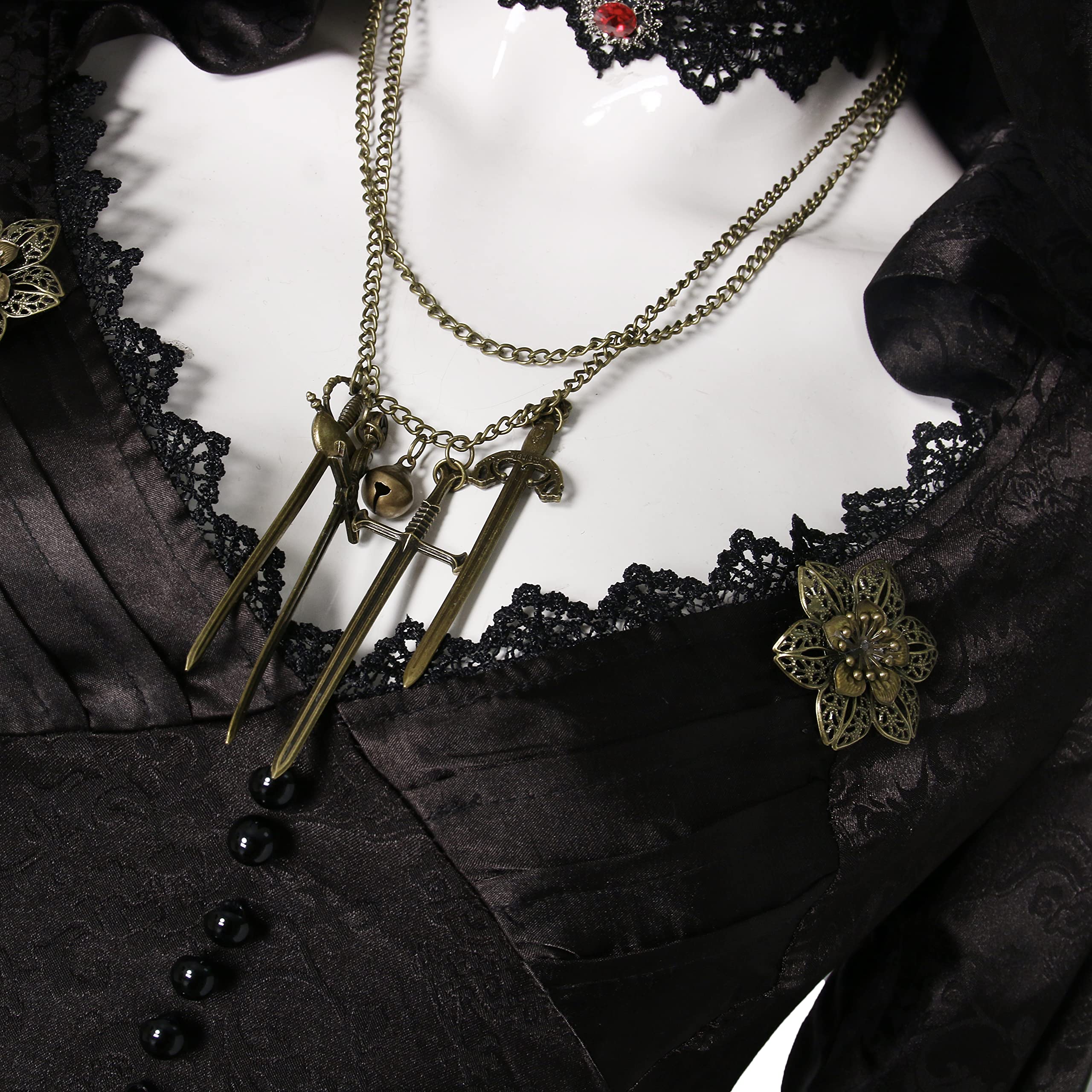 NUWIND Evil 8 Vampire Madam Lady Dimitrescu Figlie Bela Dimitrescu Vestito da Strega con Cappuccio Gotico Costume Cosplay Accessori Donna per Carnevale Halloween Festa in Maschera