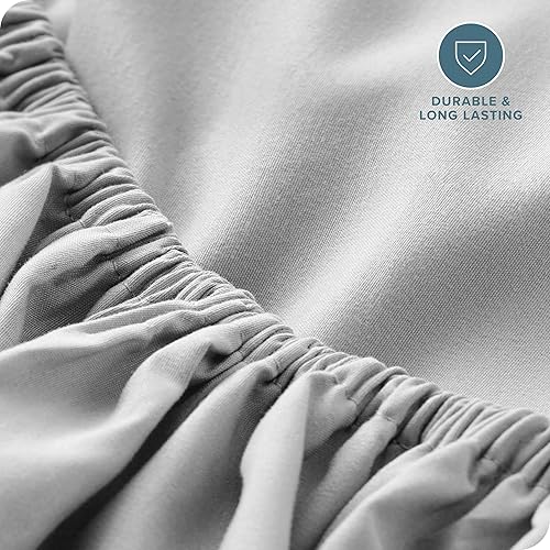 Miniatura 5 de Bare Home - Sábana bajera ajustable tamaño queen, de microfibra 1800, muy suave y duradera para colchones altos, color gris nube