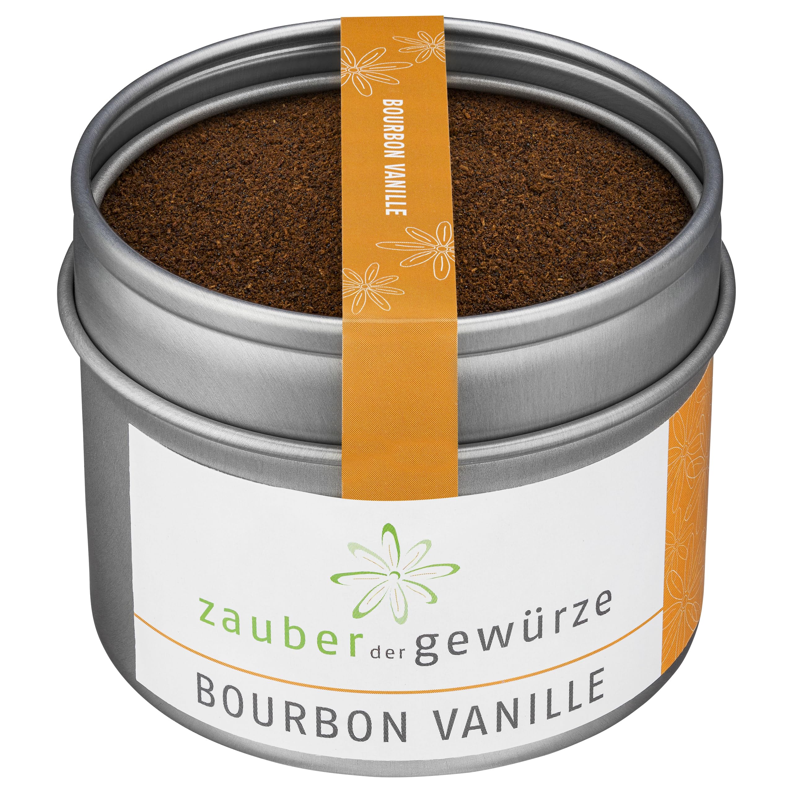 Zauber der Gewürze Bourbon Vanille, gemahlen, aromatisches Bourbon Vanillepulver aus Madagaskar, ohne Zusätze, Premium-Qualität in wiederverschließbarer Aroma-Dose, 45 g