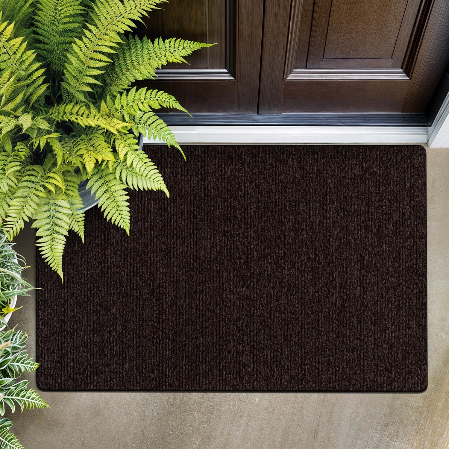 Beverly Rug Non-Slip Modern Entry Rug 2x3 Solid Traditional Rubber Backing Machine Washable Soft Thin Indoor Area Rugs for Living Room Stain Resistant Non Shedding Casual Carpet (2 x 3 Brown)