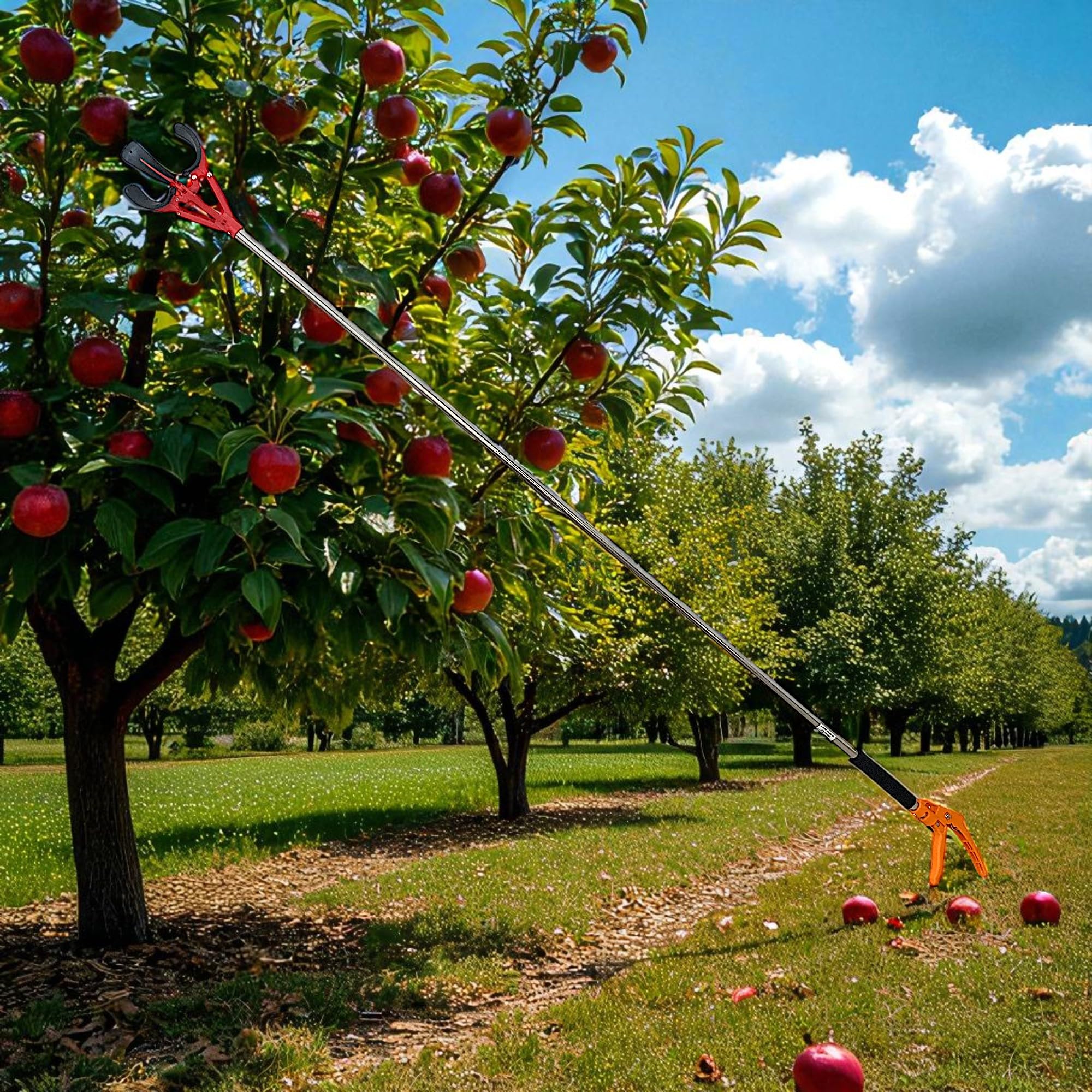 TANIASHOP Asta Pinza Raccogli Frutta da Giardino Raccoglitore Oggetti Rifiuti 'H 2MT' per Afferrare Oggetti Difficili da Raggiungere Leggero Raccoglitore Frutta da Albero per Arance, Limoni, Fichi