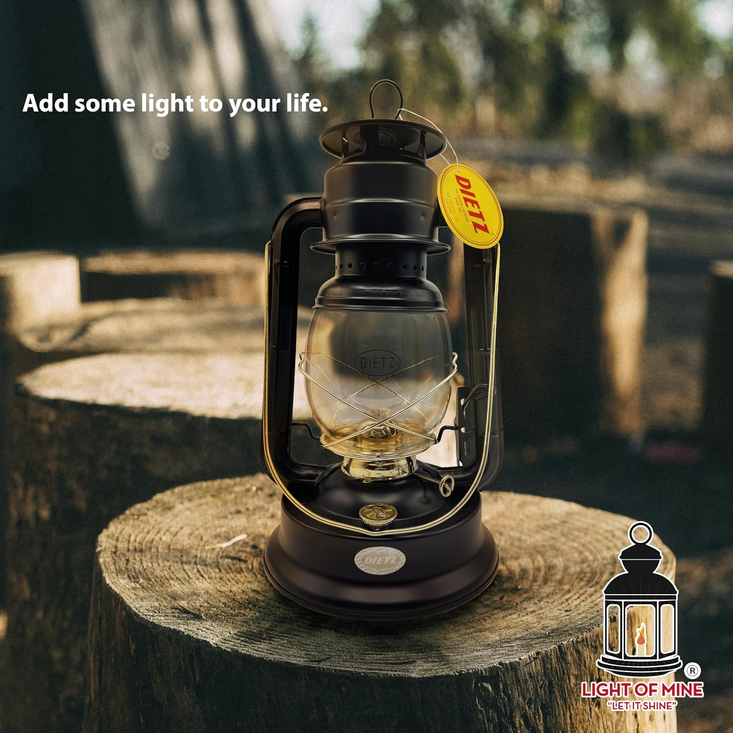 Light of Mine - Dietz #90 D-Lite Black with Gold Trim Oil Lantern with 7/8" Replacement Wick Strips (Black and Gold)