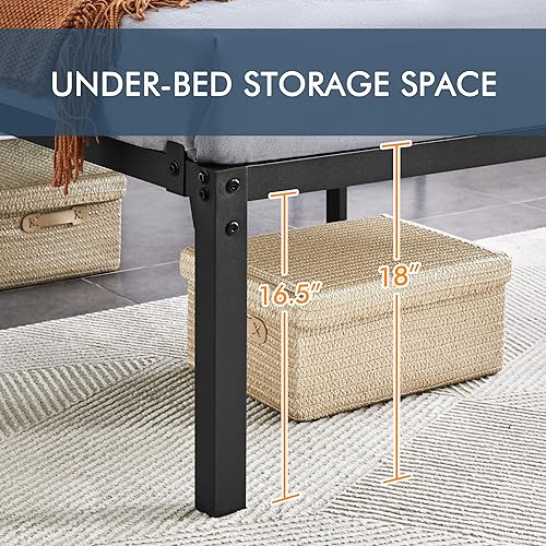 Miniatura 5 de Yaheetech Base de cama individual XL con espacio de almacenamiento, no necesita somier, potente espacio de almacenamiento de 14 pulgadas, soporte de
