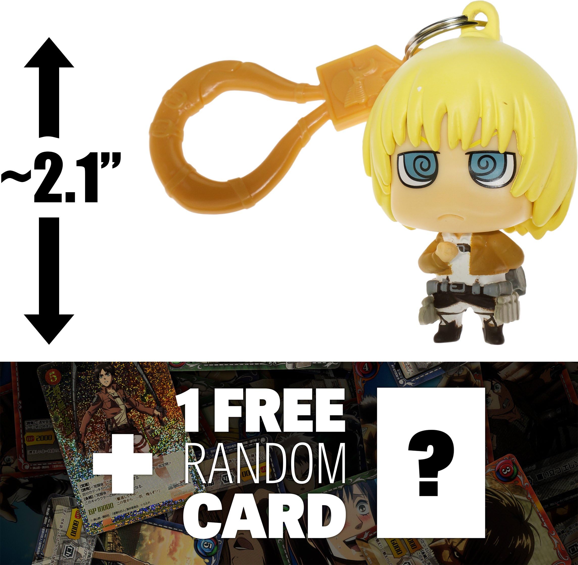 Attack on Titan Armin Arlert: ~2.1" Mini-Figural Backpack Hanger + 1 Free Official Japanese Trading Card Bundle (649644)