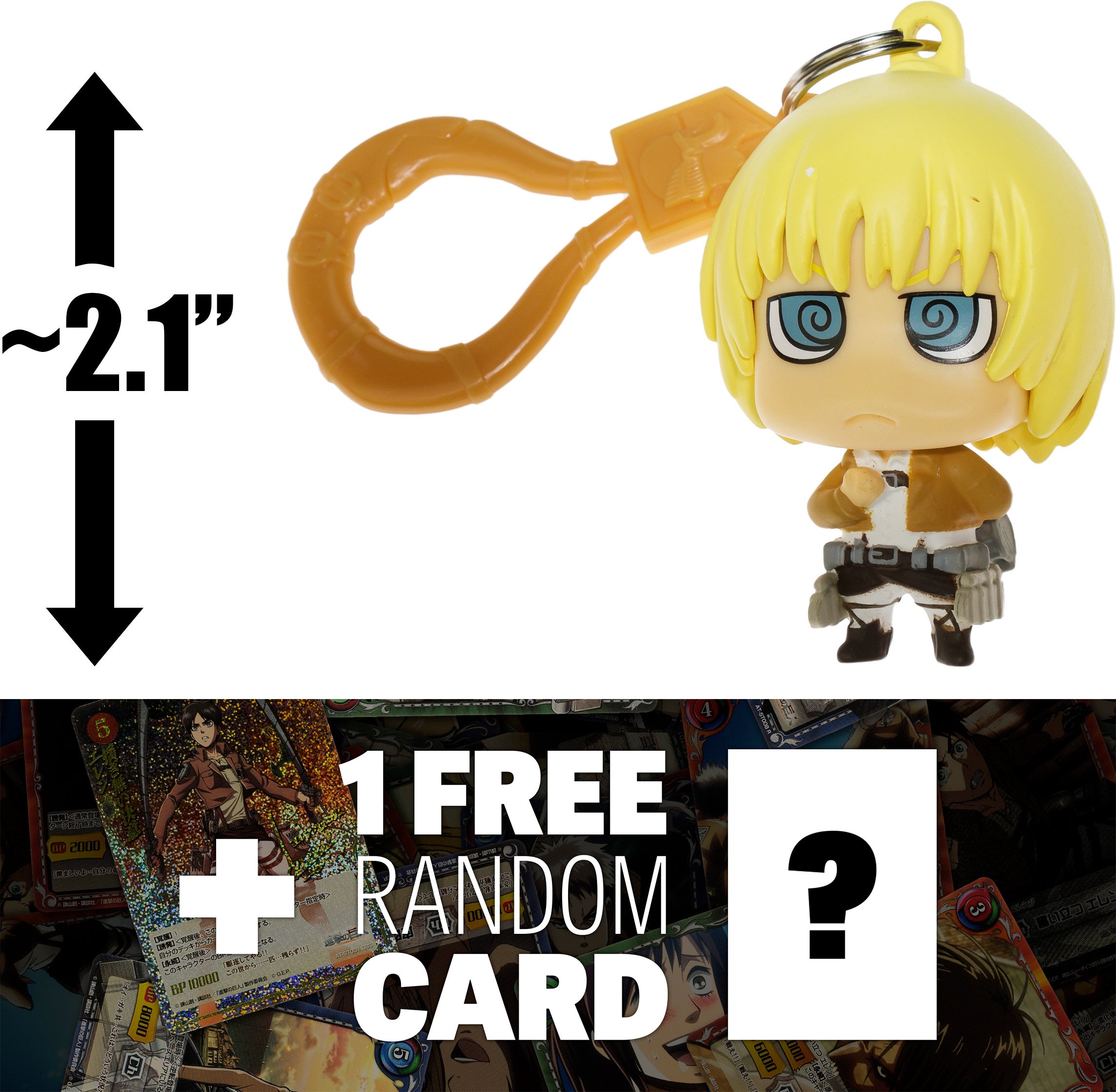 Attack on Titan Armin Arlert: ~2.1" Mini-Figural Backpack Hanger + 1 Free Official Japanese Trading Card Bundle (649644)