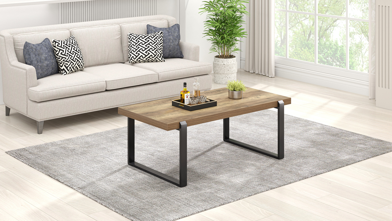 Amazon.com: FOLUBAN Rustic Coffee Table, Modern Wood and Metal
