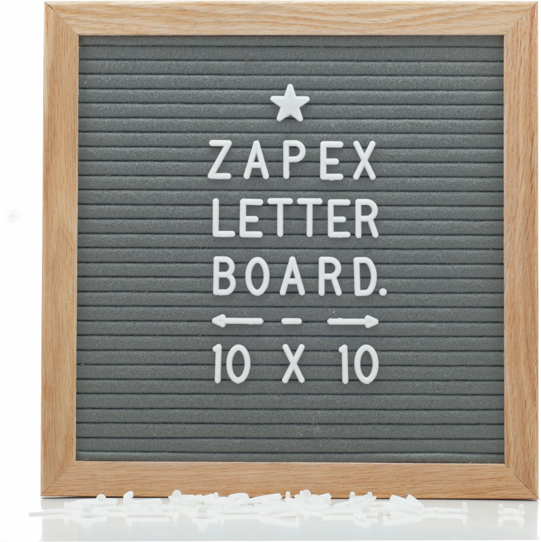 Zapex - Felt Letter Board - Changeable Letters, Numbers, Signs & Symbols | Premium Quality Oak Wood Frame | 330 Characters - Includes FREE Canvas Bag, Wooden Stand and Extra Emoji - 10x10 inches